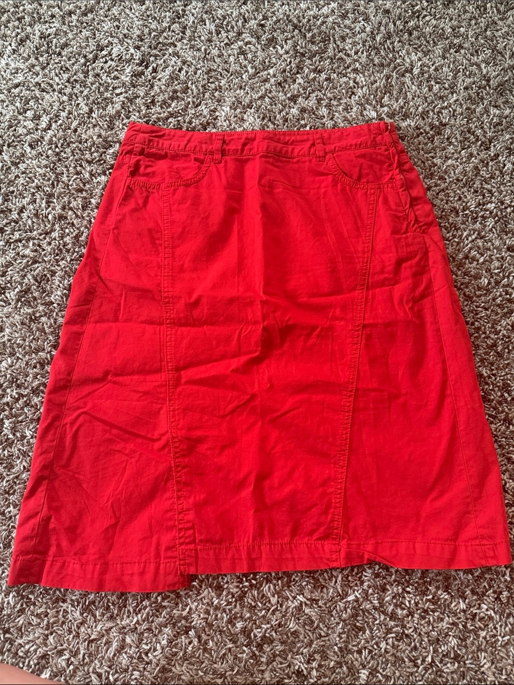 Zara Bright Red A-Line Cotton Skirt